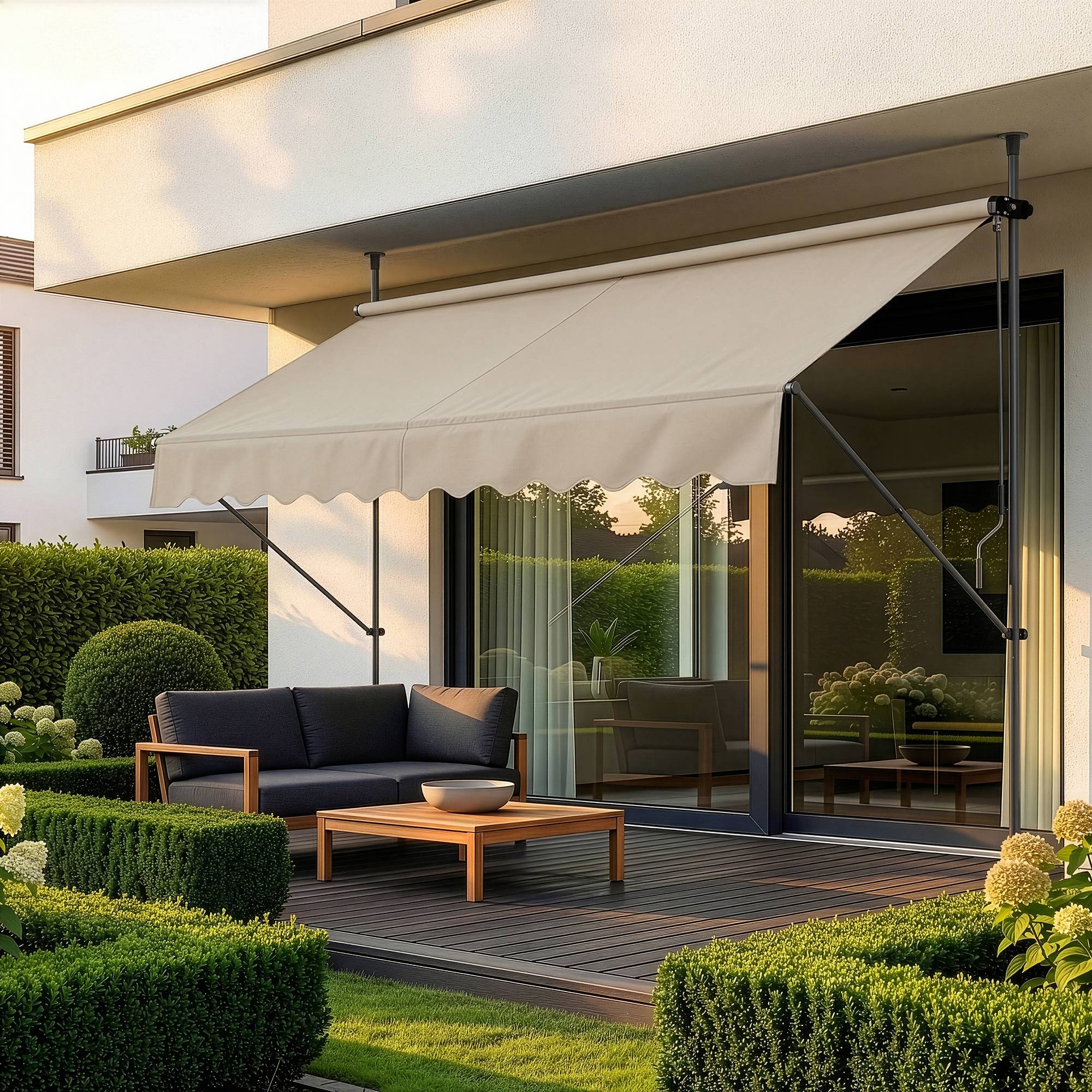 Pro.Tec - Store Banne Manuel Auvent Téléscopique 350 x 120 x 220-309 cm Sable  [pro.tec] - Image 1