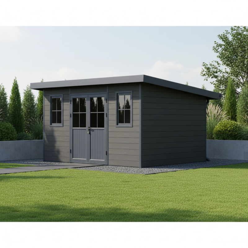 Abri de jardin composite 12m² anthracite toit monopente Woodlife Garden - Image 4
