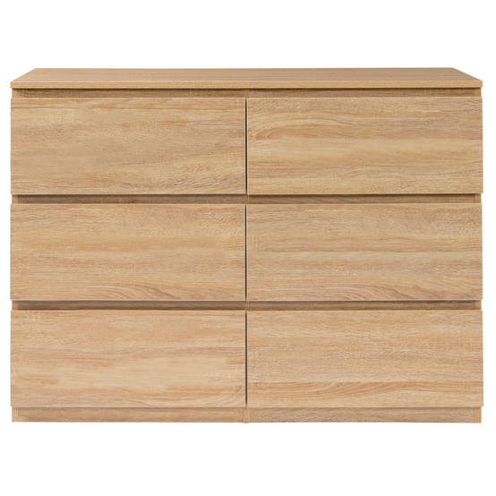 Commode 4 tiroirs TOMI 100 cm avec niche façon hêtre et blanc Commode 4 tiroirs TOMI 100 cm avec niche façon hêtre et blanc