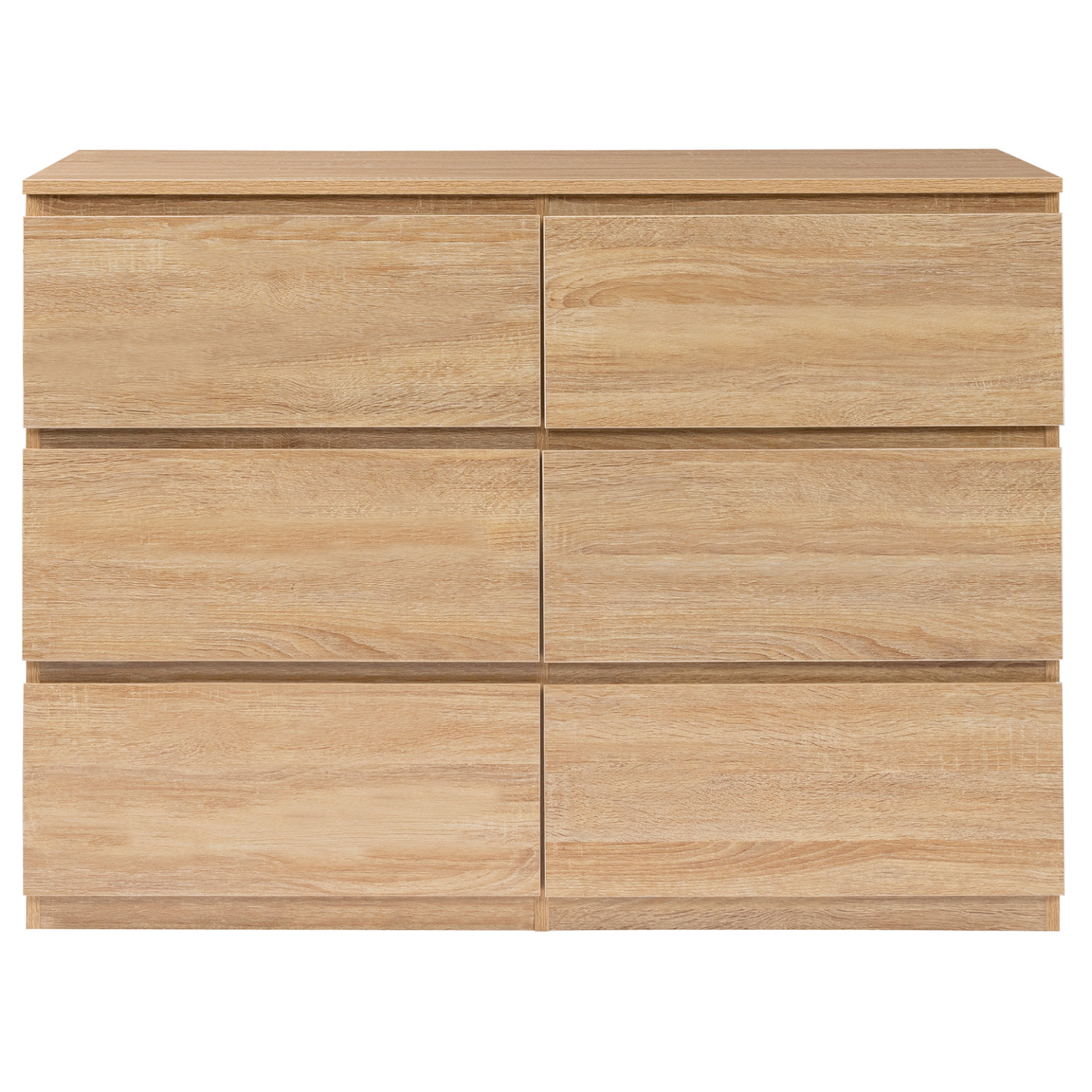 Commode 4 tiroirs TOMI 100 cm avec niche façon hêtre et blanc