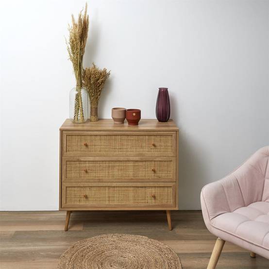 The Home Deco Factory - Commode 3 tiroirs rotin et bois Bali - Image 2