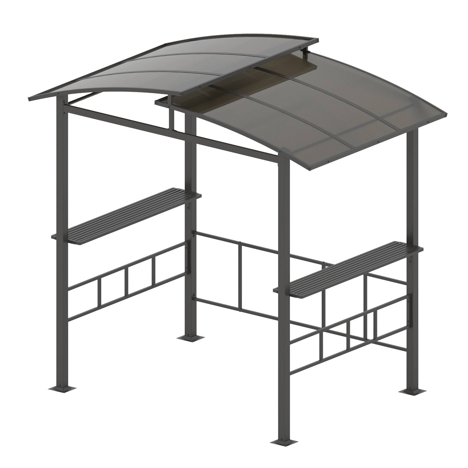 Tonnelle de Barbecue Exterieur avec Toit Rigide en PC, Abri Barbecue avec Étagères Latérales Crochets Cadre Métallique, Tente de Canopée pour Jardin - Image 1