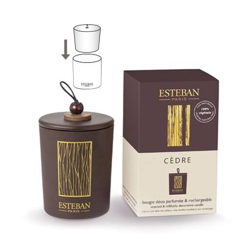 Esteban - Bougie décorative parfumée rechargeable cèdre 170 g - Image 1