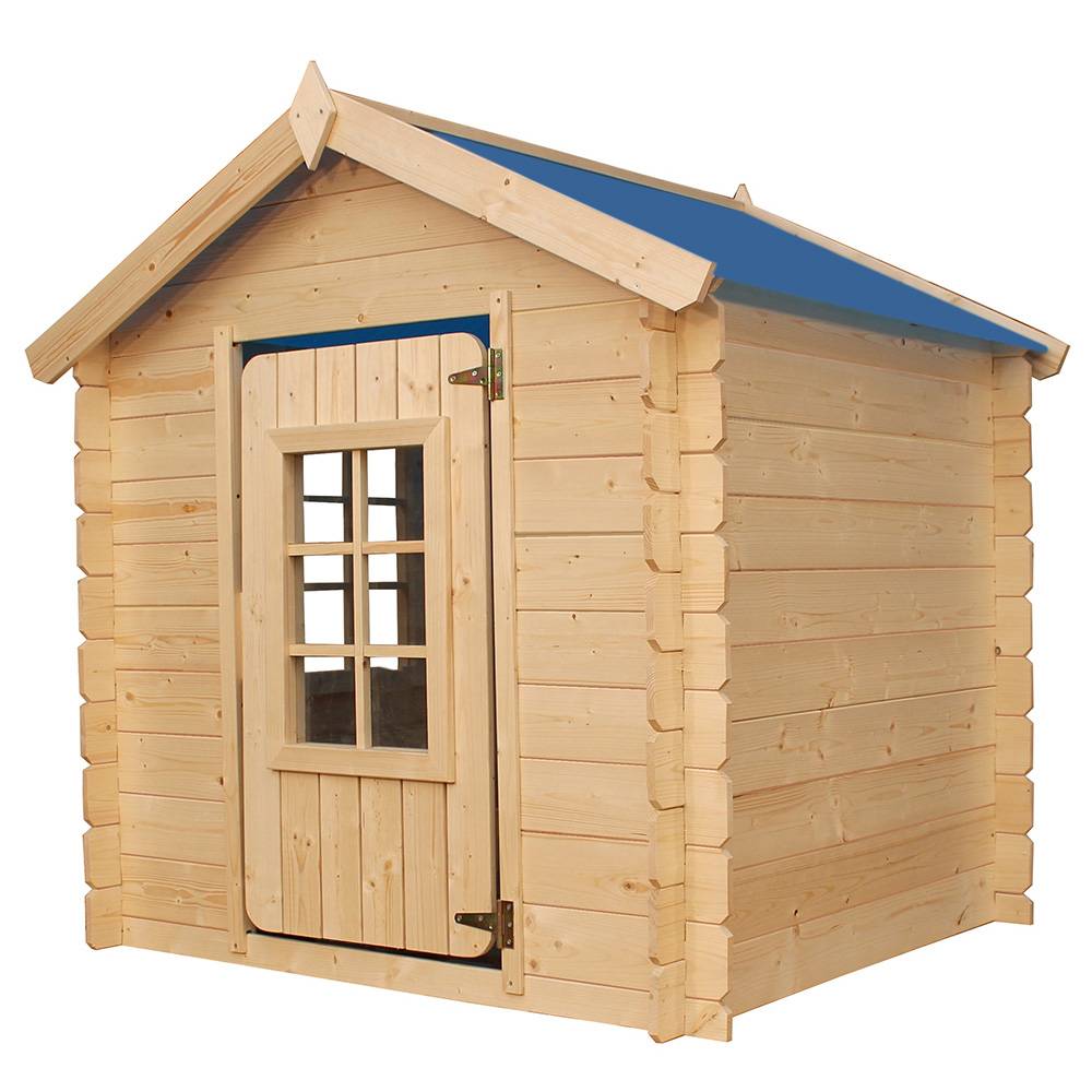 Timbela - Maison en bois pour enfants 111x114xH121 cm / 0.9 m² avec Toit bleu - Maison jardin enfant exterieur bois - 13 mm d’épaisseur - Timbela M570M-1 - Image 4