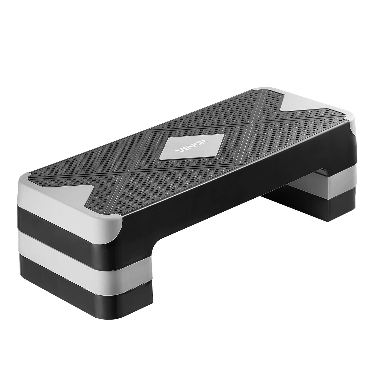Vevor - VEVOR Stepper aérobic 71 cm, step de fitness réglable 10–20 cm, plateforme antidérapante avec 4 rehausseurs, gris - Image 1