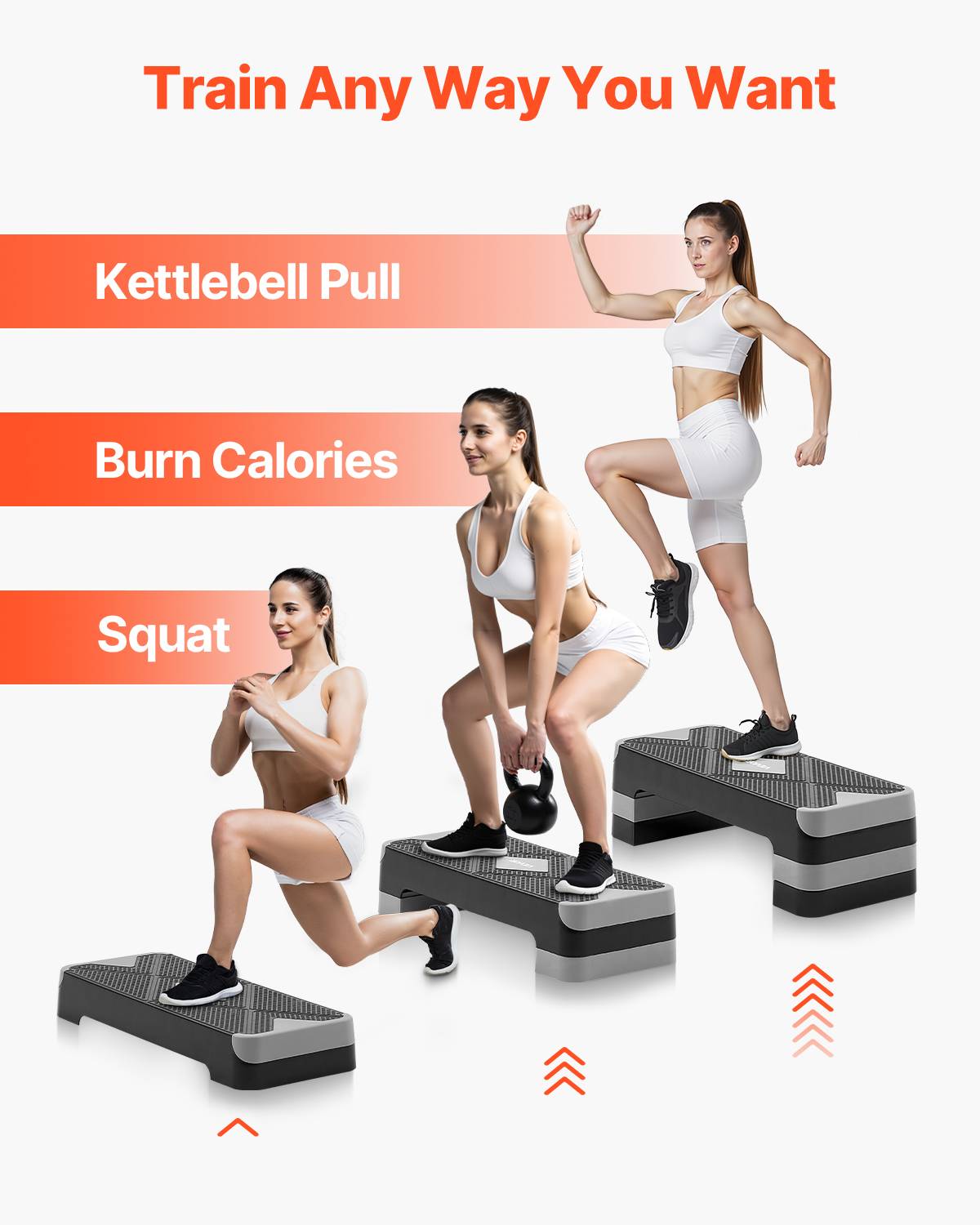 Vevor - VEVOR Stepper aérobic 71 cm, step de fitness réglable 10–20 cm, plateforme antidérapante avec 4 rehausseurs, gris - Image 5