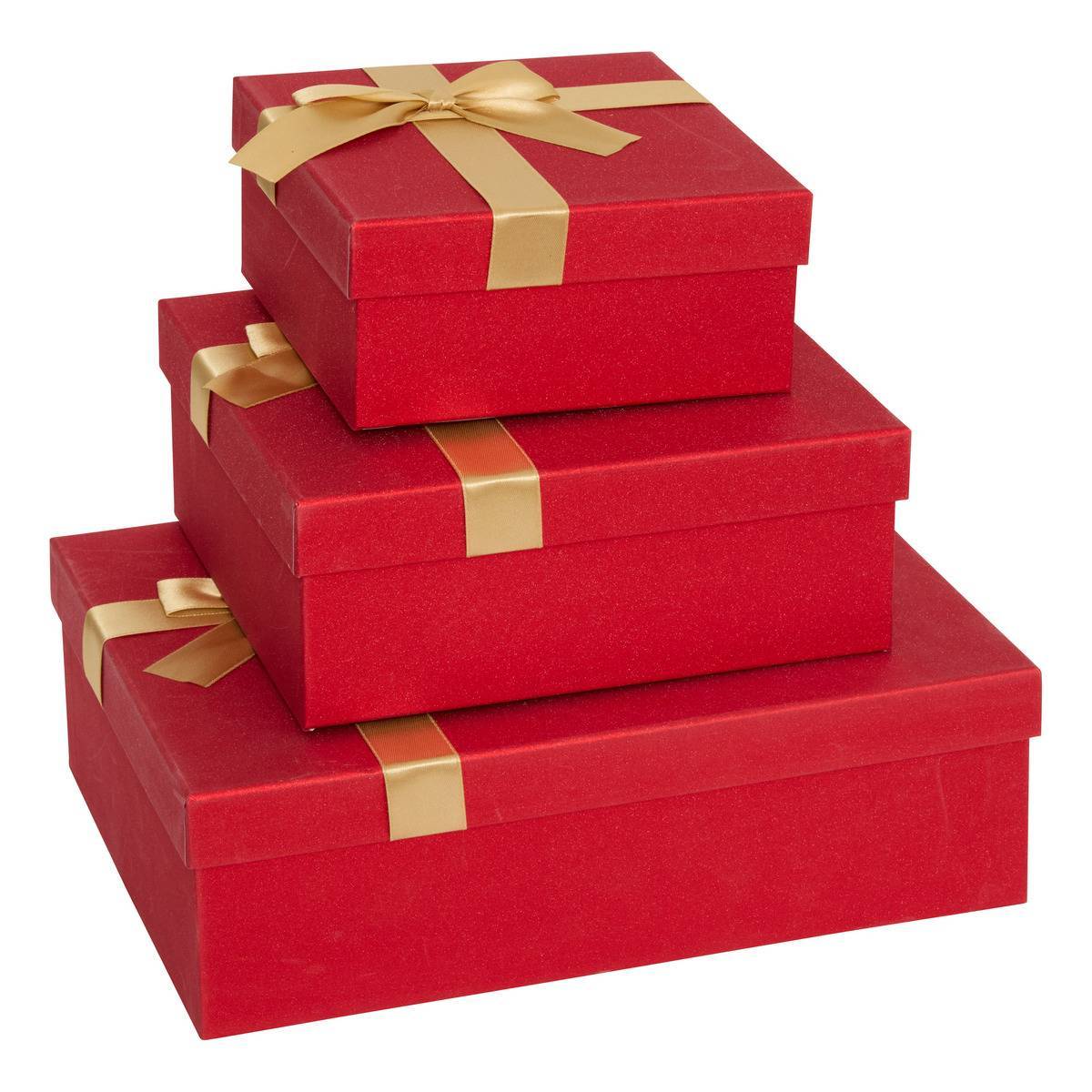Feeric Christmas - Lot de 3 boîtes cadeau de Noël rouges à nœud - Feeric Lights & Christmas - Image 1