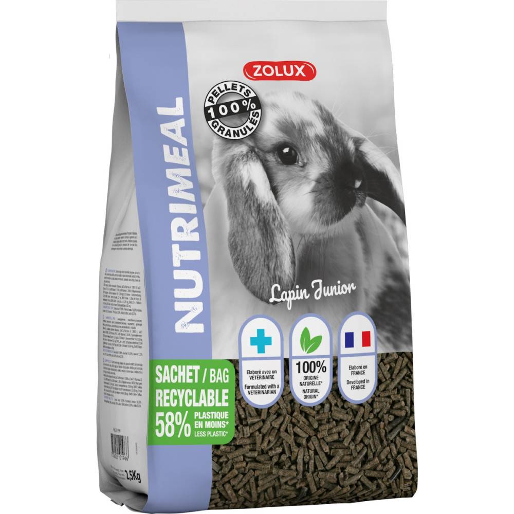 Zolux - zolux - Pellets Granulés lapin nain junior ( moins de 6mois) nutrimeal 2,5Kg - Image 1