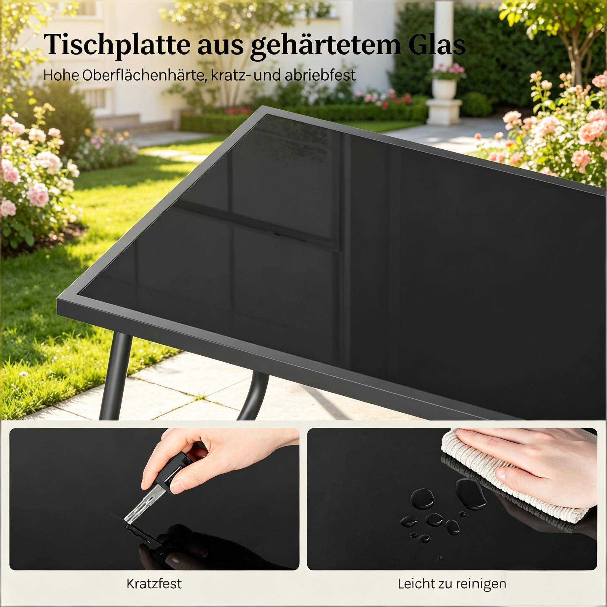 ComfortXL - Salon de jardin 4 places métal et tissu terrasse balcon anti-rouille noir - ComfortXL Outdoor Living - Image 7
