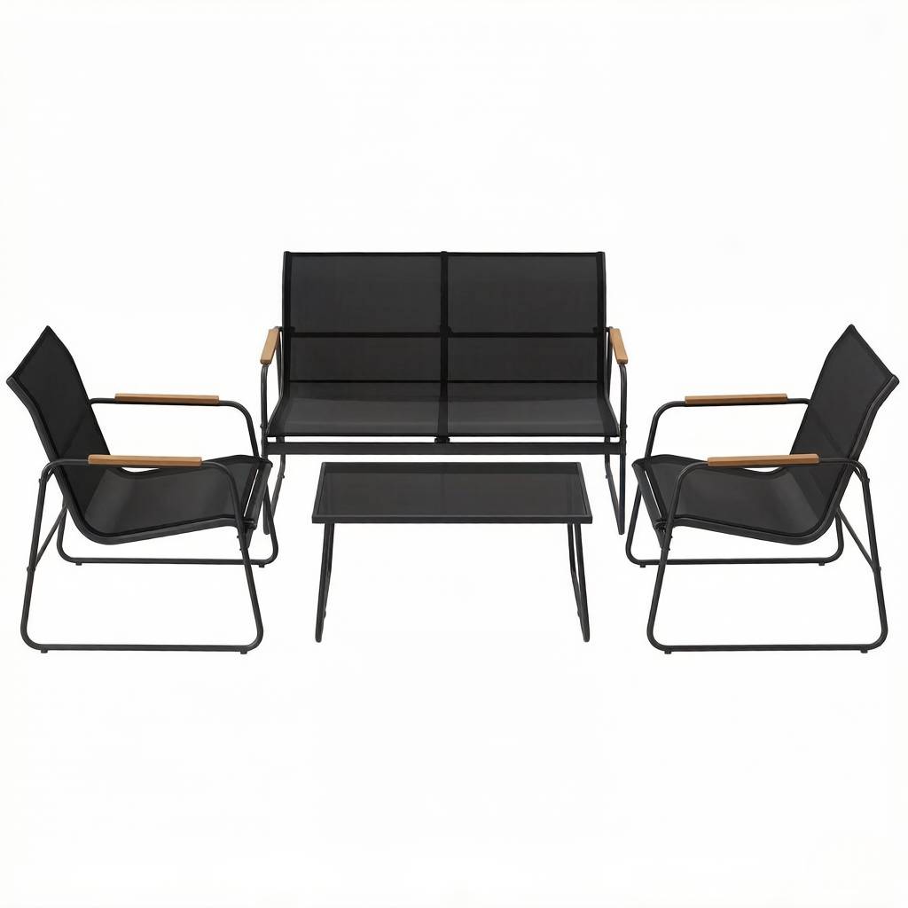 ComfortXL - Salon de jardin 4 places métal et tissu terrasse balcon anti-rouille noir - ComfortXL Outdoor Living - Image 8