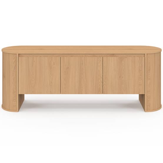 IDMARKET - Meuble TV 140 cm DIVIA 3 portes façon hêtre design arrondi - Image 3