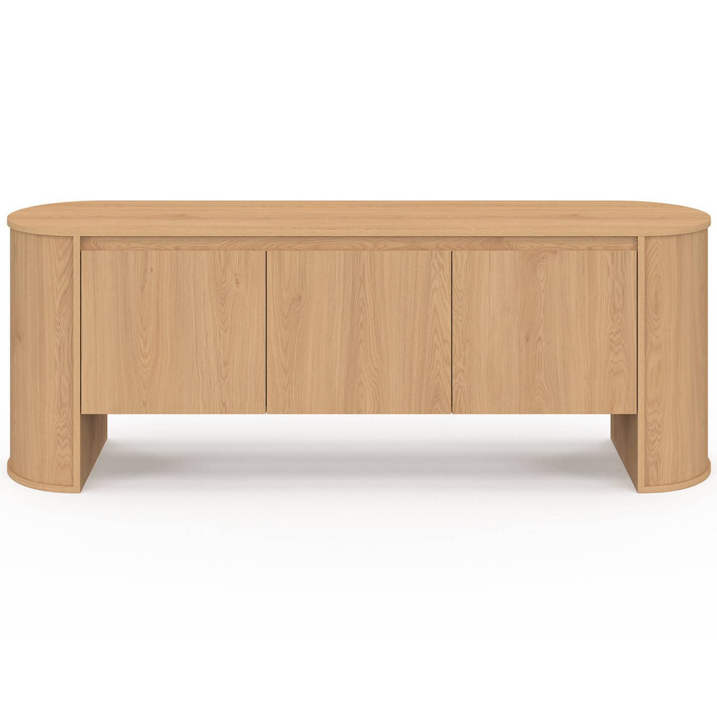 IDMARKET - Meuble TV 140 cm DIVIA 3 portes façon hêtre design arrondi - Image 3