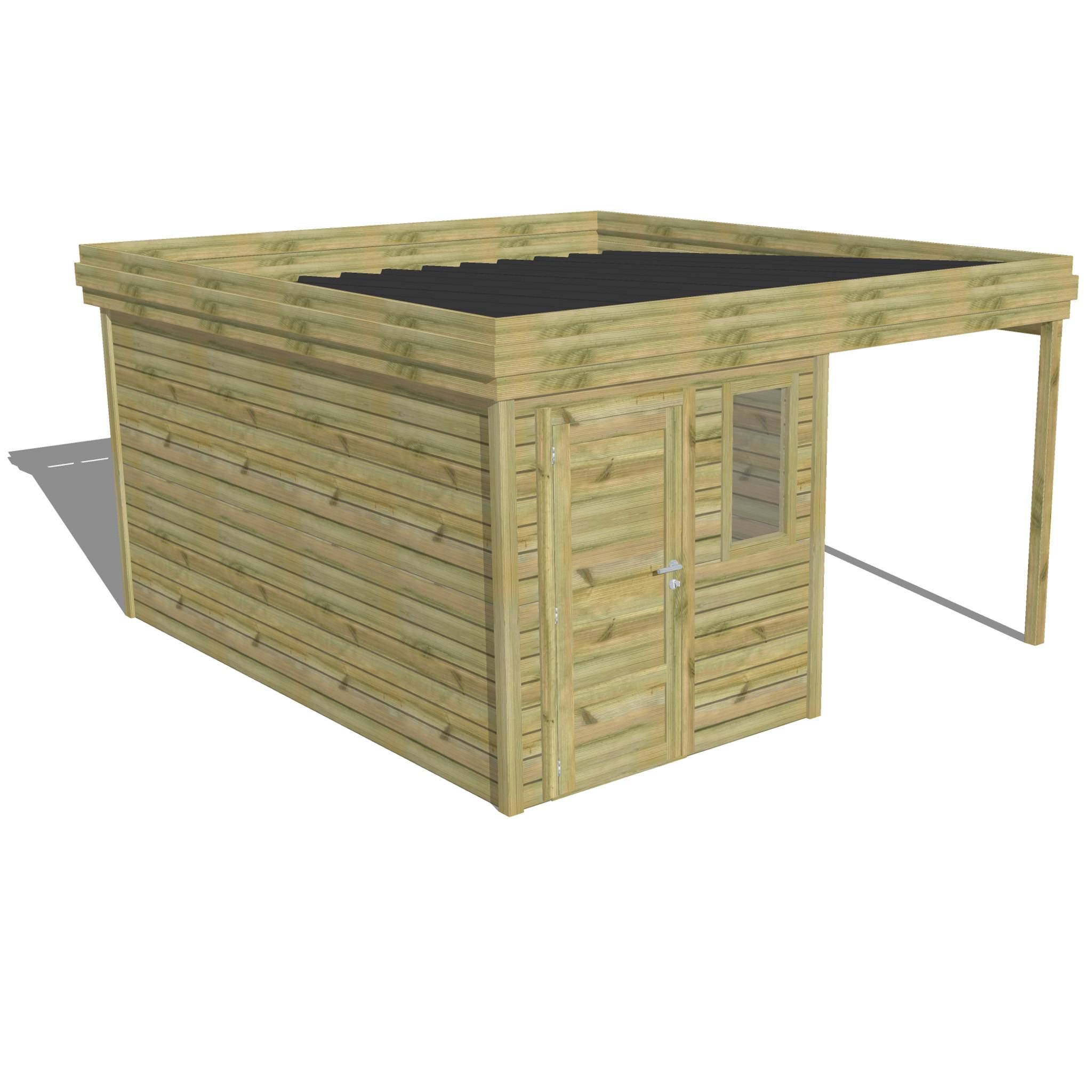ABRI DE JARDIN bois  autoclave 27mm - 4,14x4,34m / 18m2 - Bac acier - Abri Français - Image 1