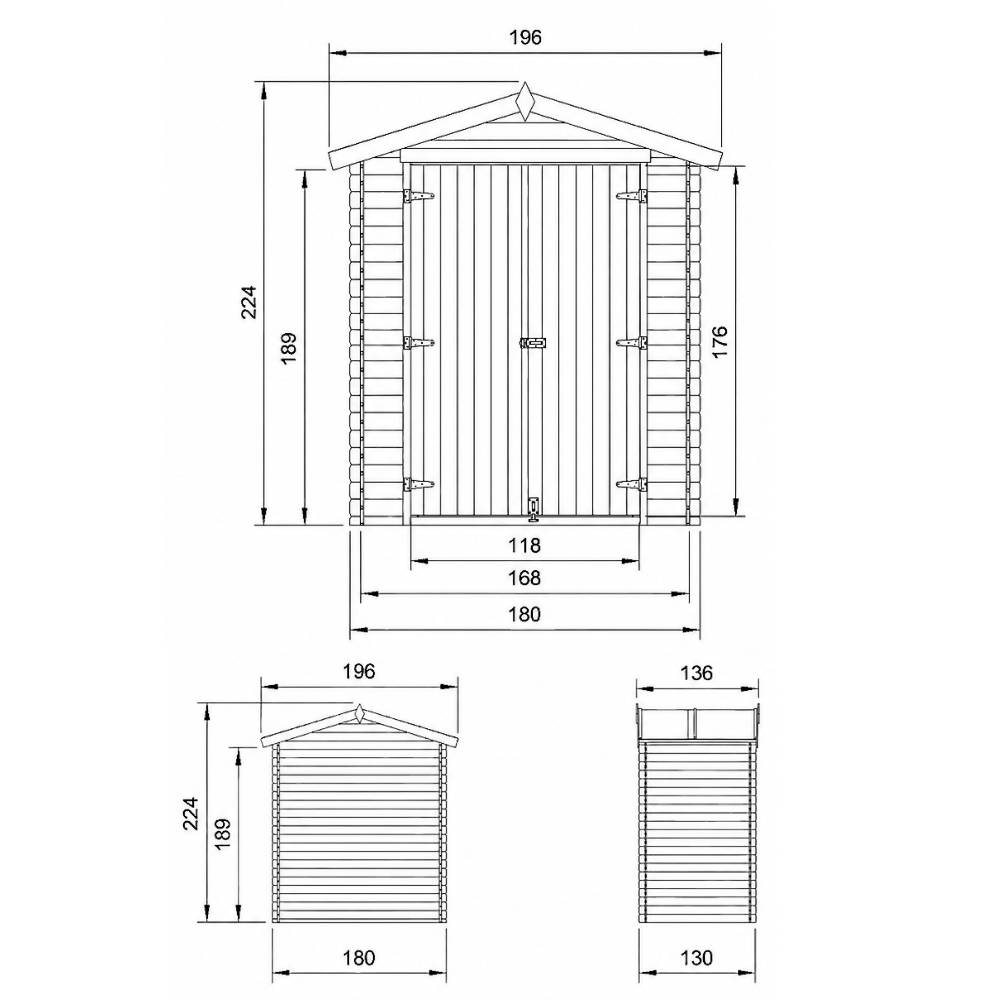 Timbela - Abri de jardin en bois I196xL136xH218 cm / 1.98 m² avec sol traité - Petit abri à outils, Local à vélos - 19 mm d’épaisseur - Timbela M367C1+M367G - Image 5