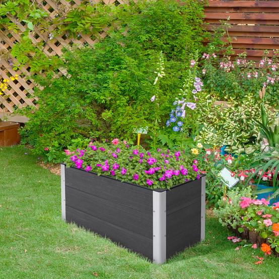 Bac surélevé aluminium, châssis froid, jardin, sans fond, 100x50x55,5 cm, gris - Image 4