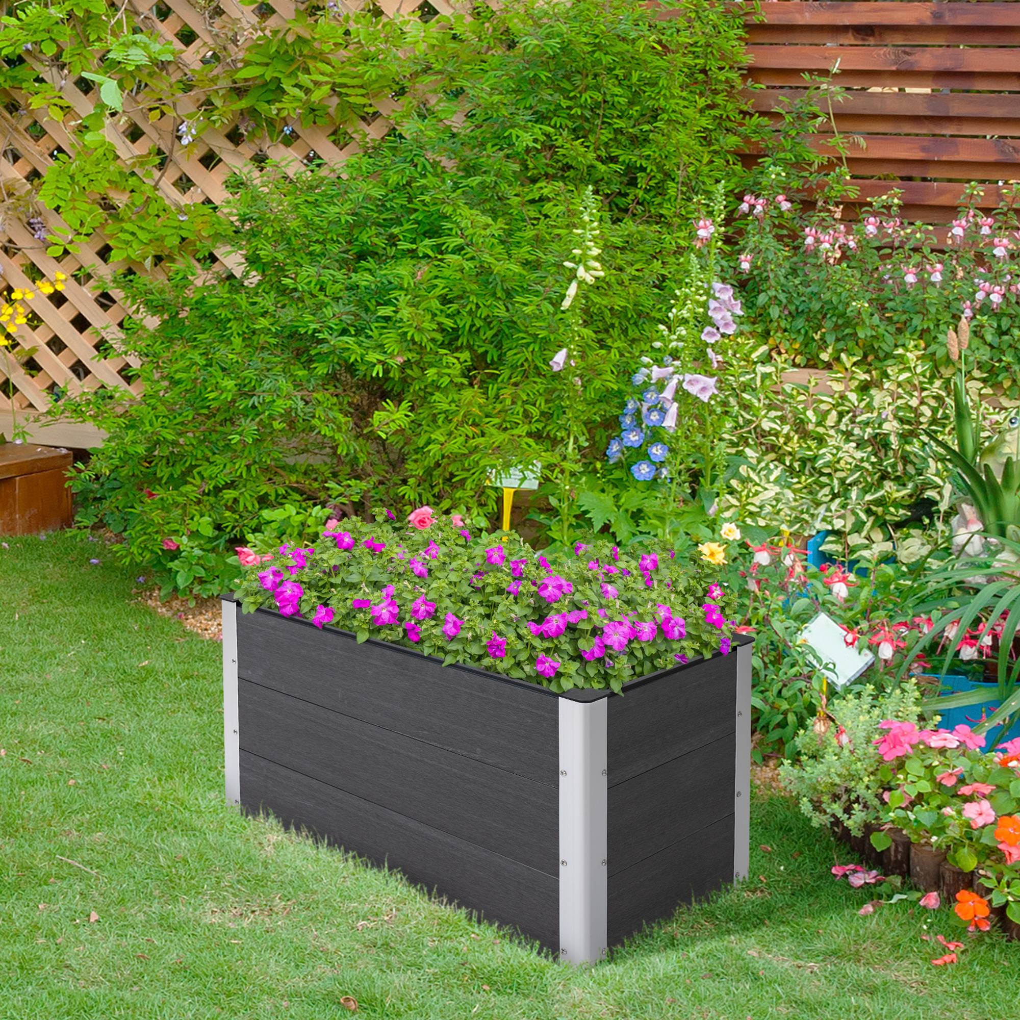 Bac surélevé aluminium, châssis froid, jardin, sans fond, 100x50x55,5 cm, gris - Image 4