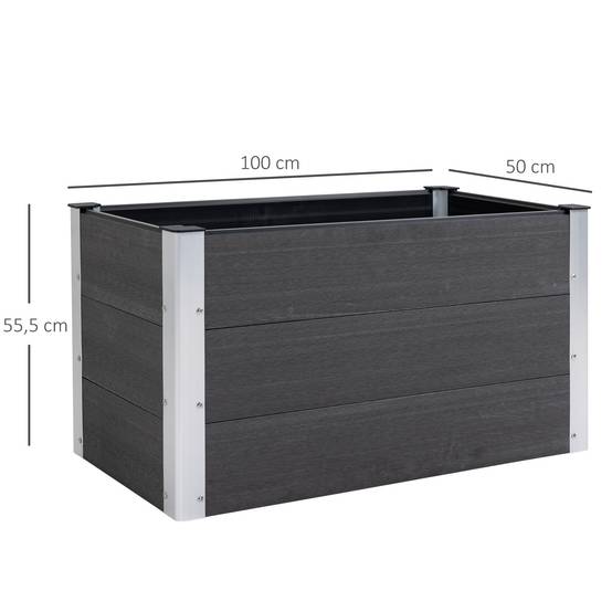 Bac surélevé aluminium, châssis froid, jardin, sans fond, 100x50x55,5 cm, gris - Image 5