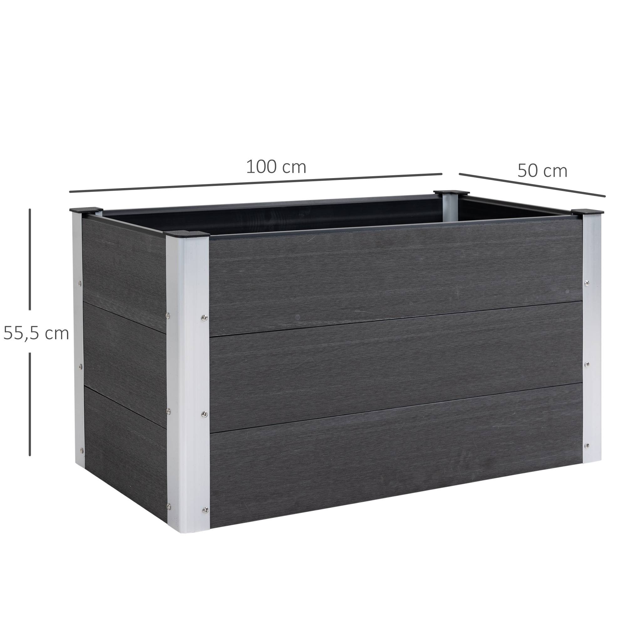 Bac surélevé aluminium, châssis froid, jardin, sans fond, 100x50x55,5 cm, gris - Image 5