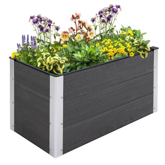 Bac surélevé aluminium, châssis froid, jardin, sans fond, 100x50x55,5 cm, gris - Image 2