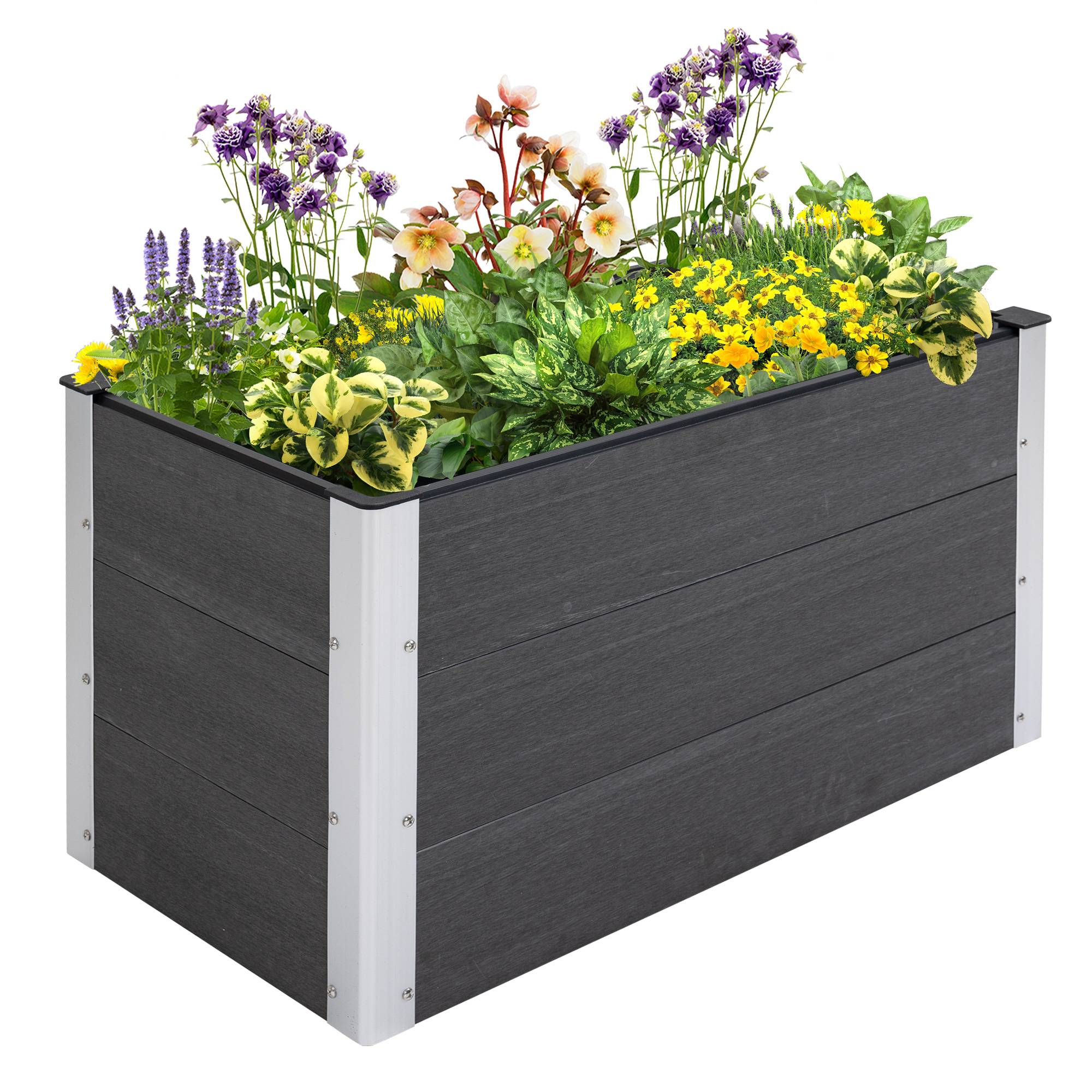Bac surélevé aluminium, châssis froid, jardin, sans fond, 100x50x55,5 cm, gris - Image 2