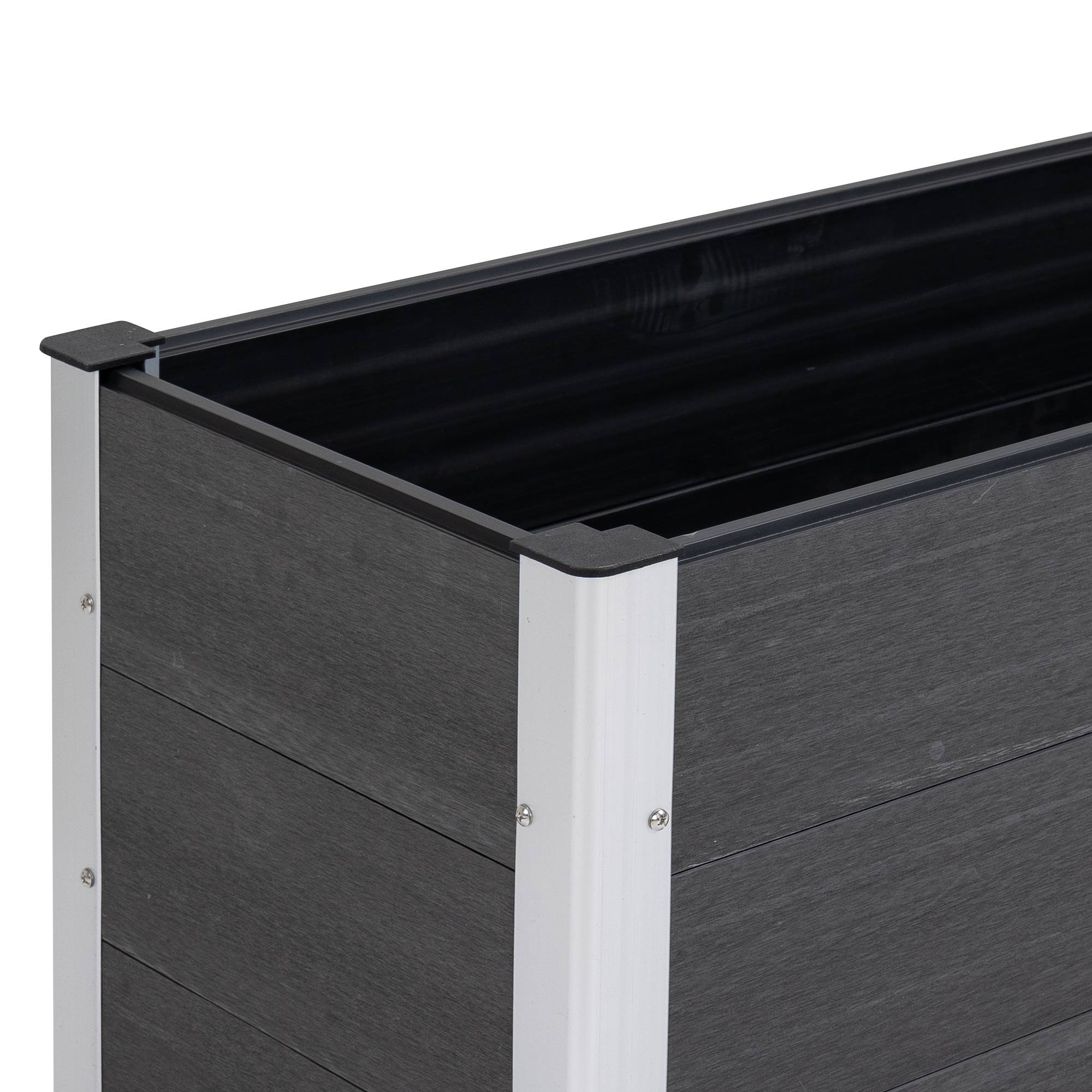 Bac surélevé aluminium, châssis froid, jardin, sans fond, 100x50x55,5 cm, gris - Image 10
