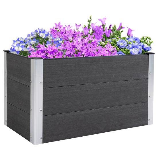 Bac surélevé aluminium, châssis froid, jardin, sans fond, 100x50x55,5 cm, gris - Image 1
