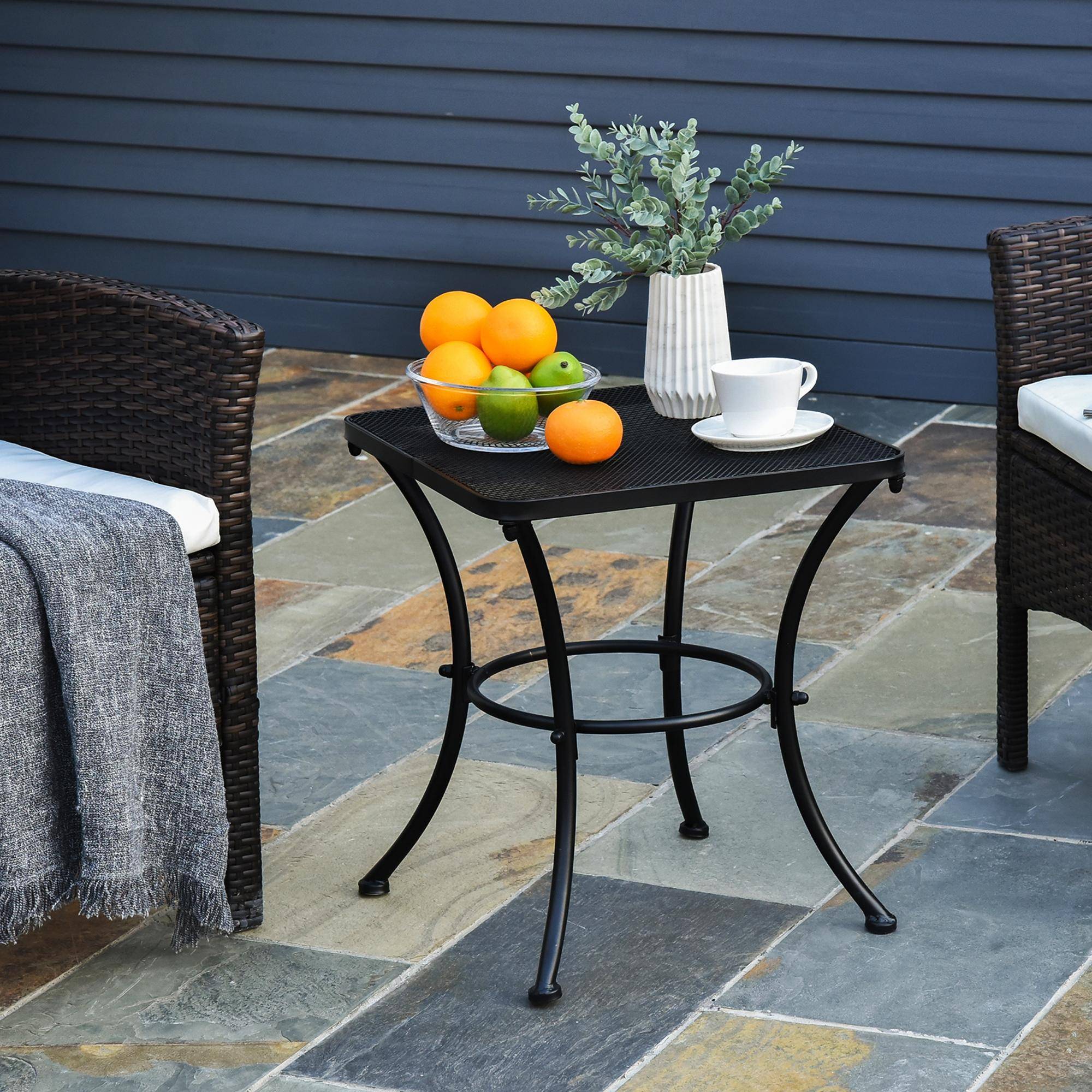 Table d'appoint jardin 45 x 45 x 50 cm en métal noir style maille - Image 4