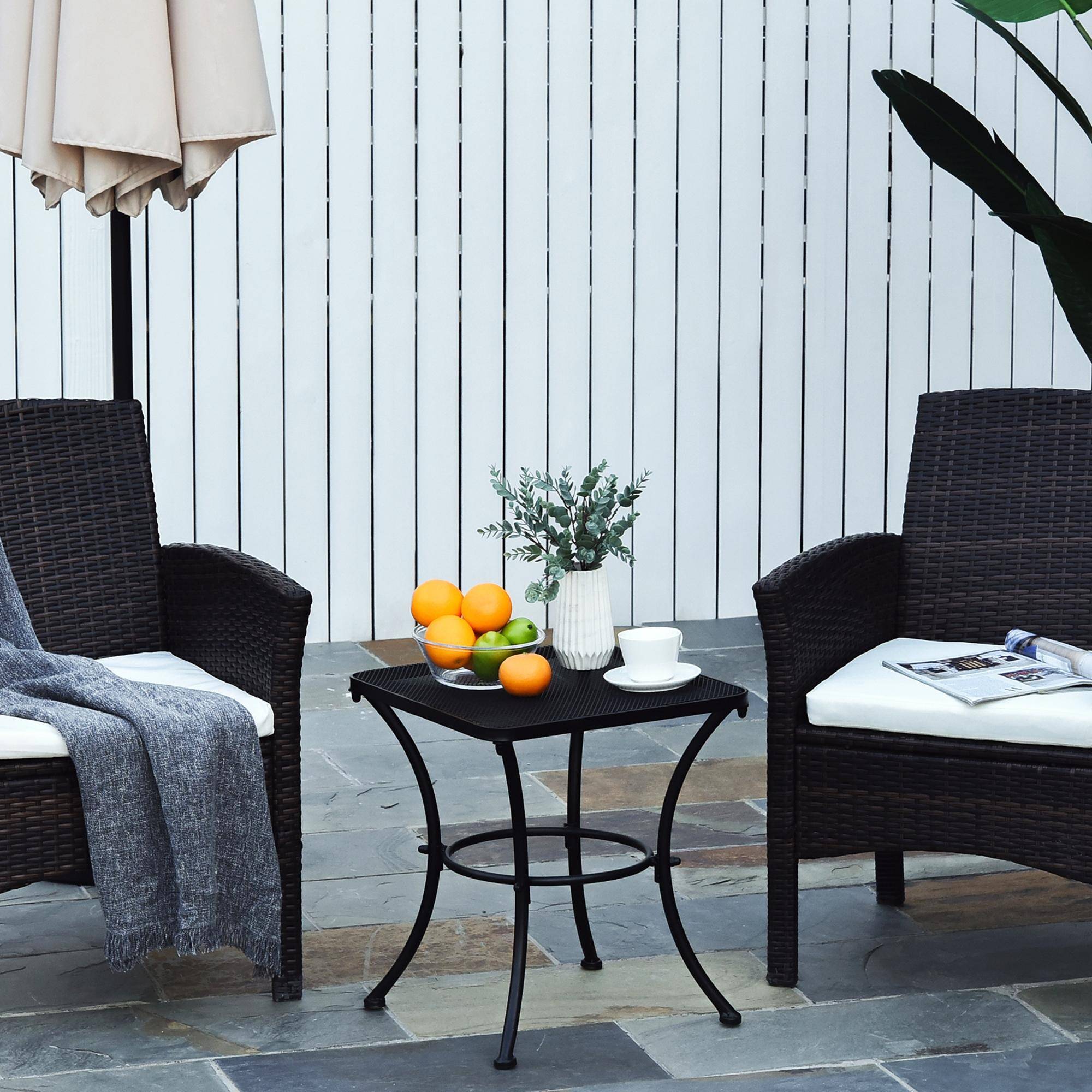 Table d'appoint jardin 45 x 45 x 50 cm en métal noir style maille - Image 3