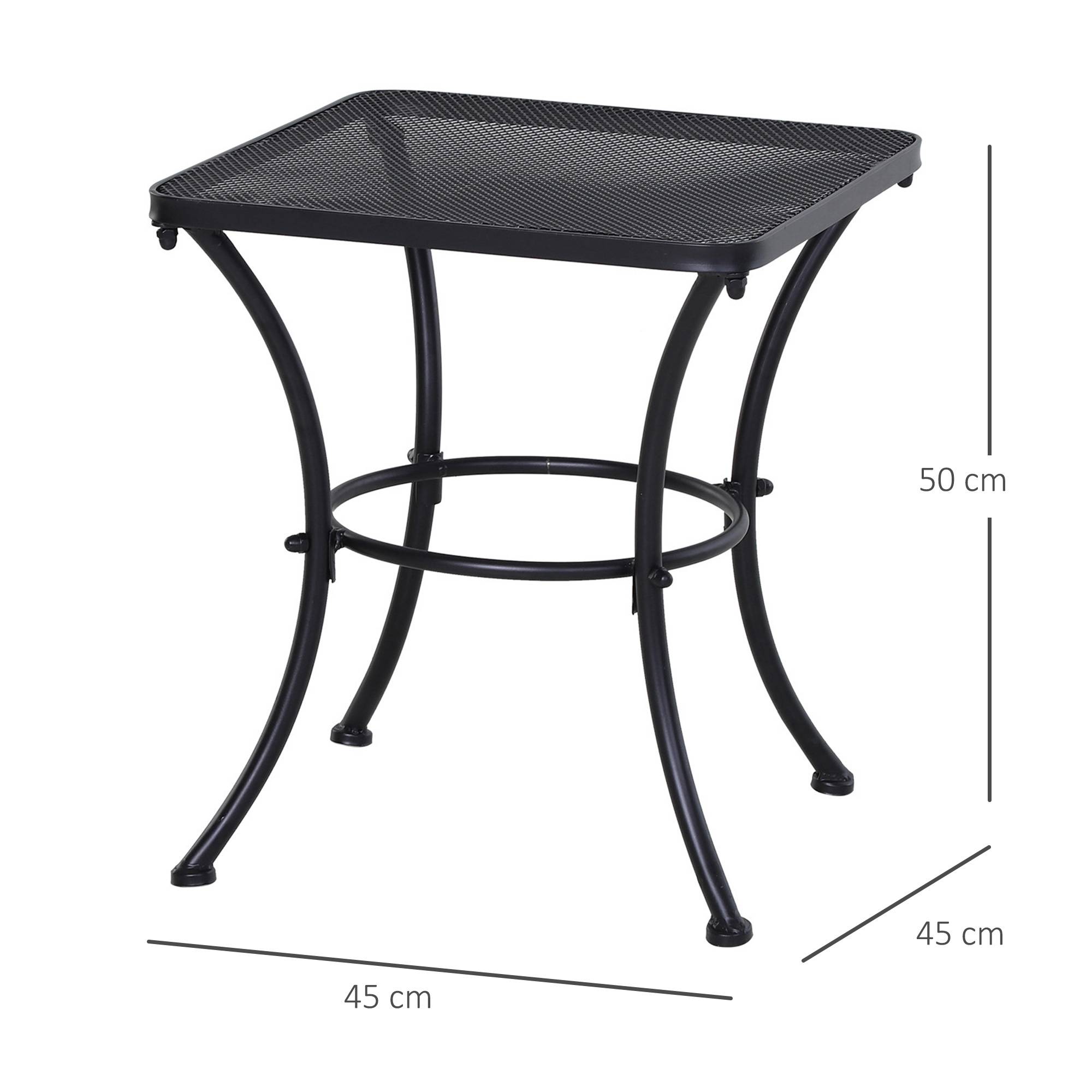 Table d'appoint jardin 45 x 45 x 50 cm en métal noir style maille - Image 5