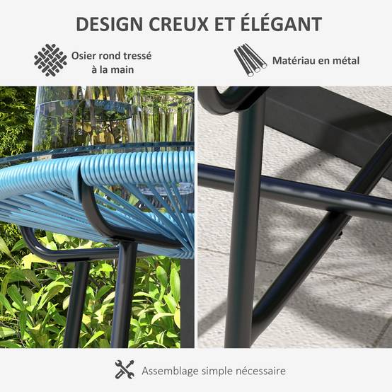 PANGIVO - Table basse de jardin résine tressée et verre trempé 50 x 50 x 50 cm - PANGIVO - Image 7
