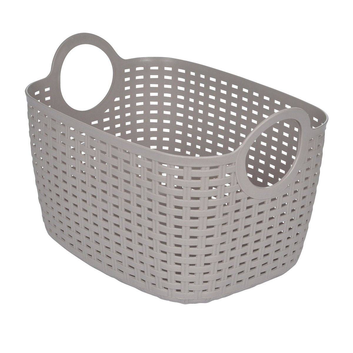 Panier à Linge Arrondi "Tressé" 12L Taupe