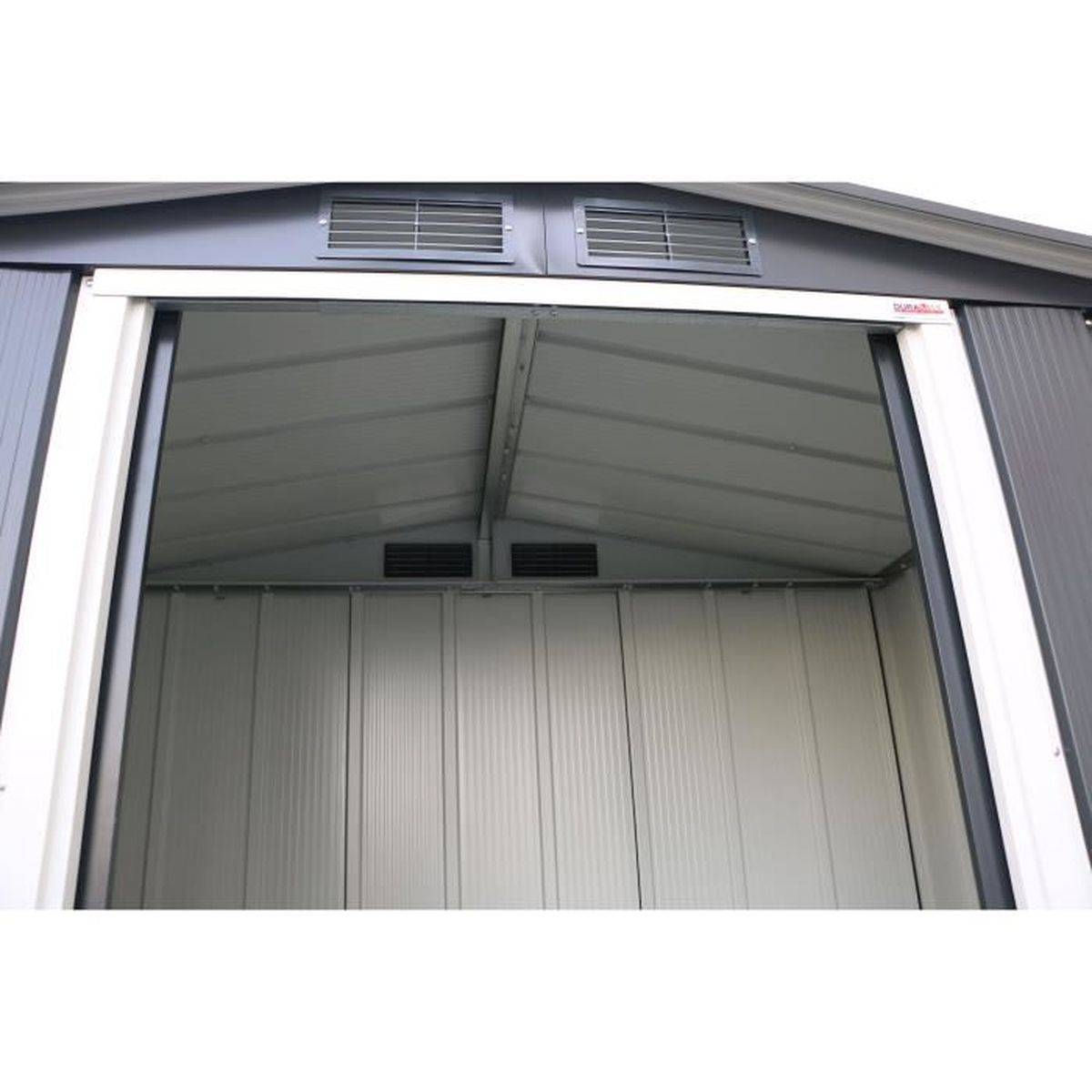 Duramax - Abri de jardin métal Duramax ECO 2,47 m² anthracite, acier galvanisé 0,33 mm, double portes coulissantes - DURAMAX - Image 3
