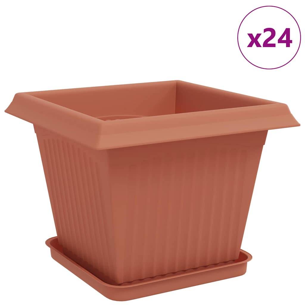 ComfortXL - Lot de 24 pots carrés plastique terrasse balcon drainage intégré 33x33x26cm rouge - ComfortXL Outdoor Living - Image 2