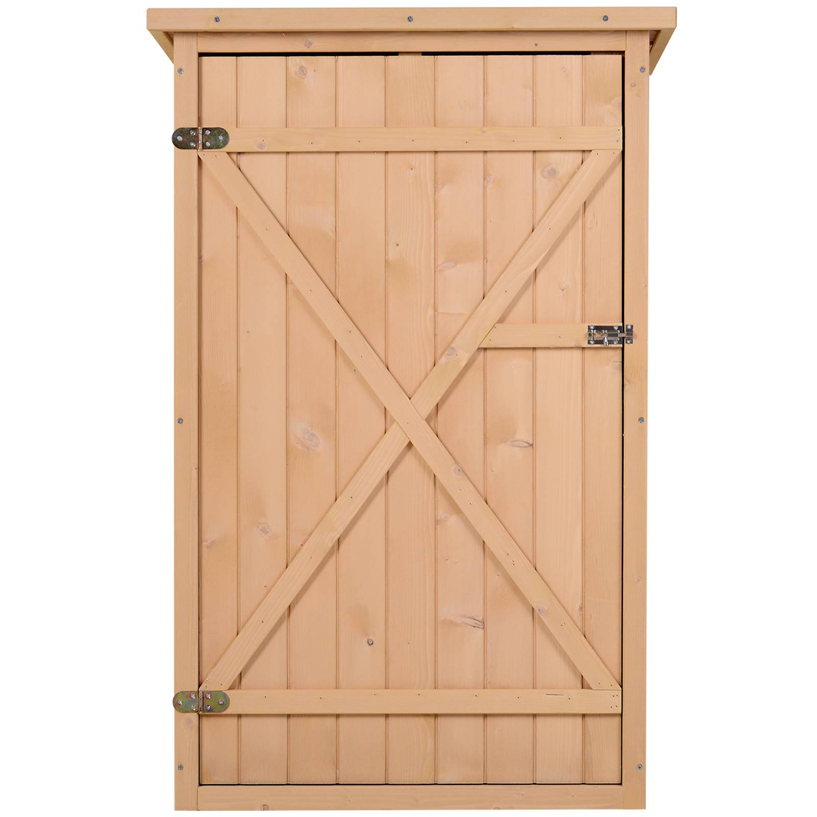 Sans Marque - Armoire abri de Jardin Remise pour Outils Bois de Sapin pré-huilé Toit bitumé incliné - Grande Porte - Image 9