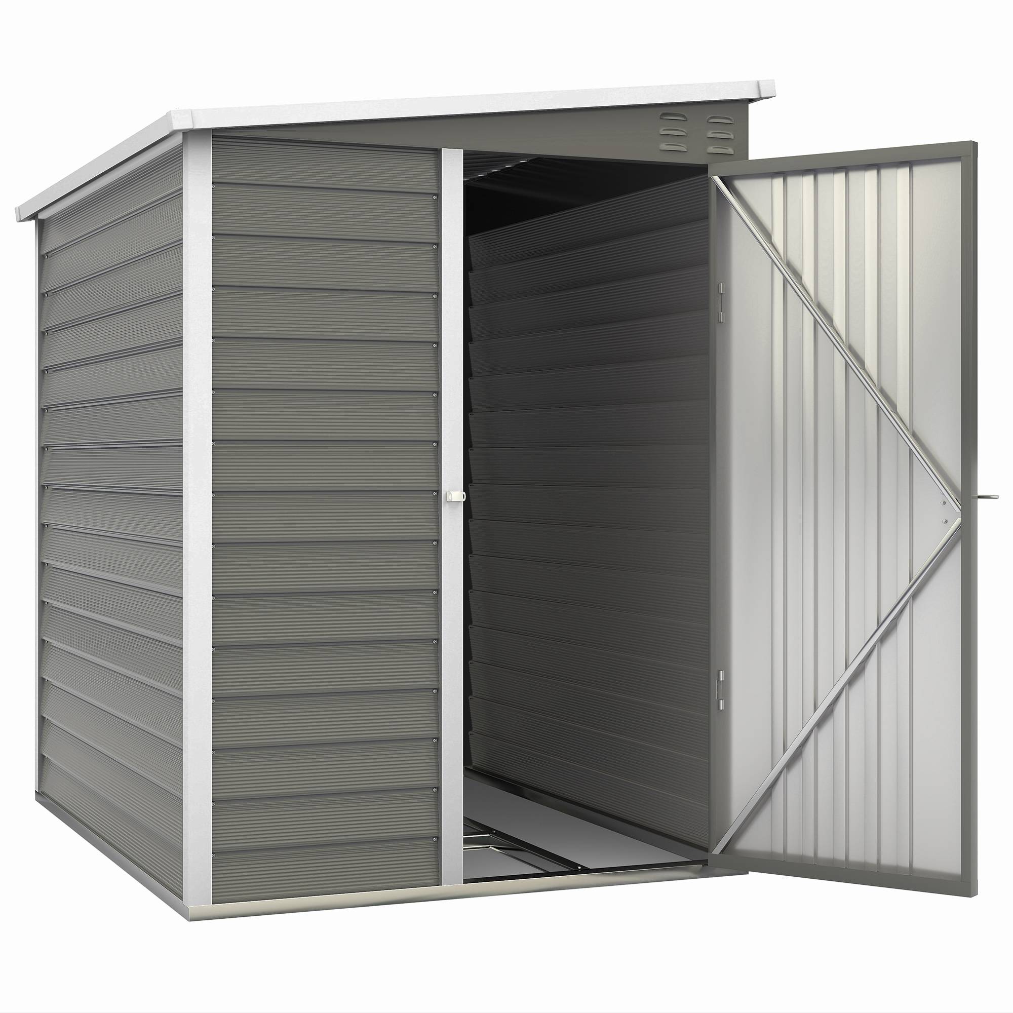 ComfortXL - Abri de jardin adossé acier galvanisé gris 142 x 184 cm porte verrouillable - ComfortXL Outdoor Living - Image 2