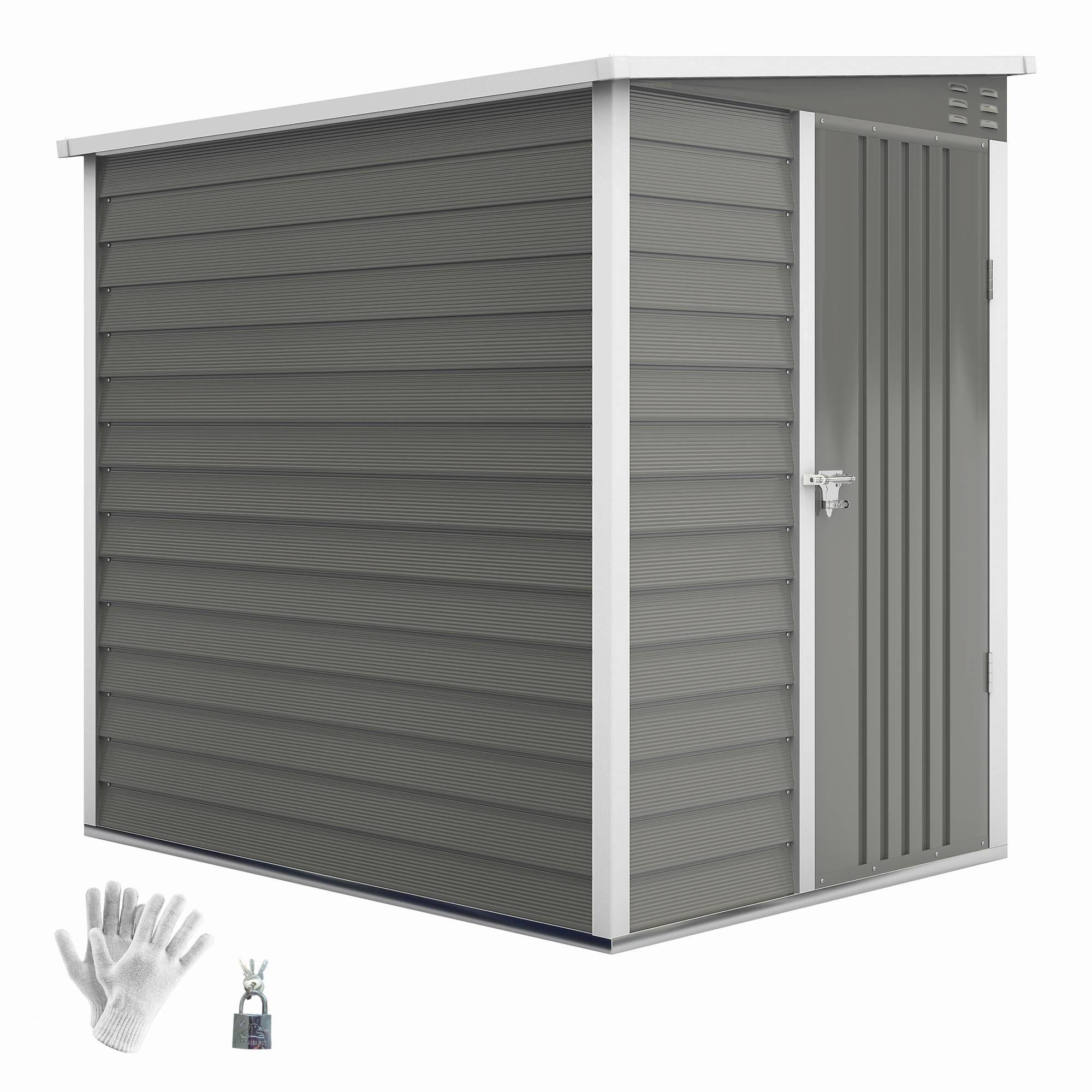 ComfortXL - Abri de jardin adossé acier galvanisé gris 142 x 184 cm porte verrouillable - ComfortXL Outdoor Living - Image 1