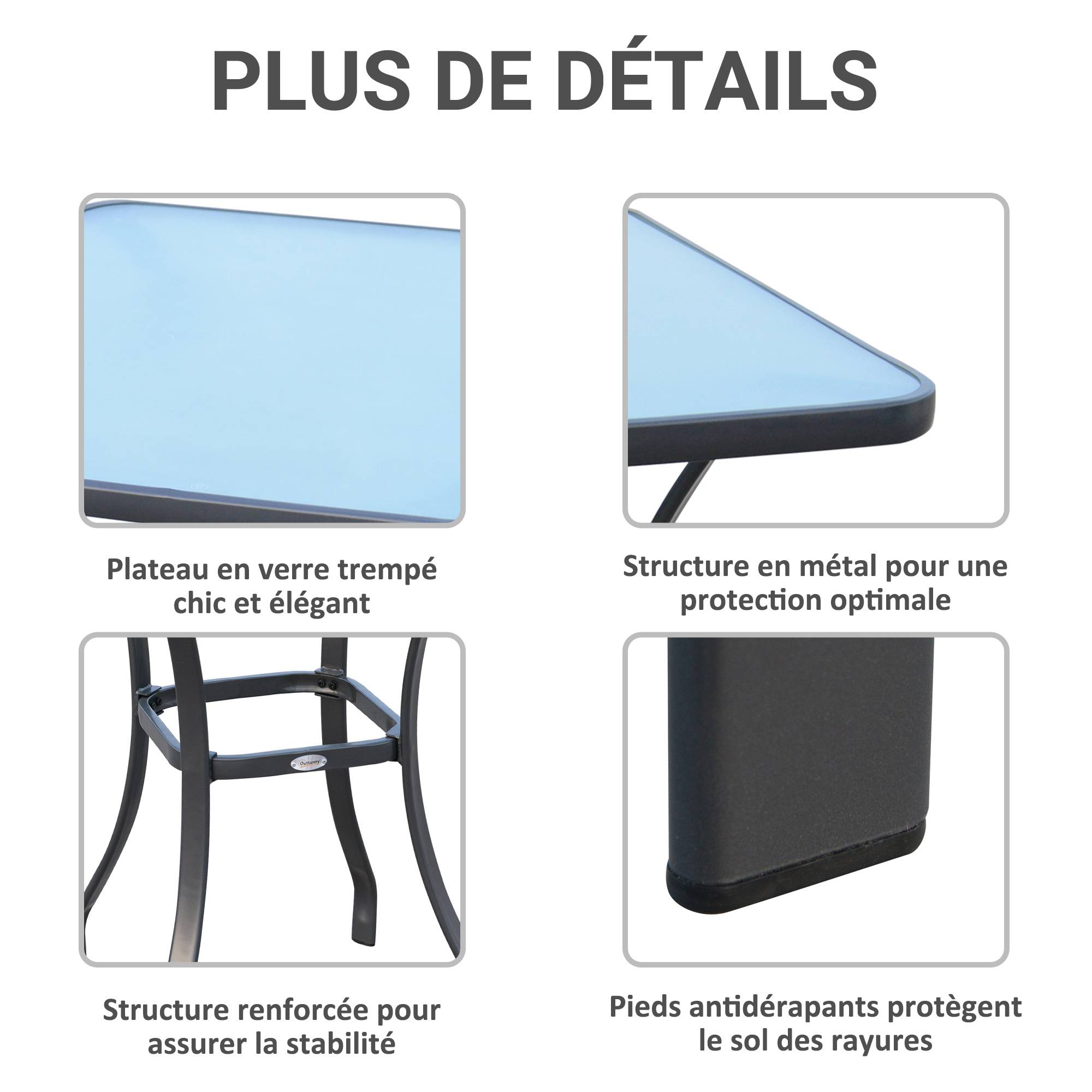 Table bistrot métal et verre trempé gris 68.5 x 68.5 x 84 cm - PANGIVO - Image 8