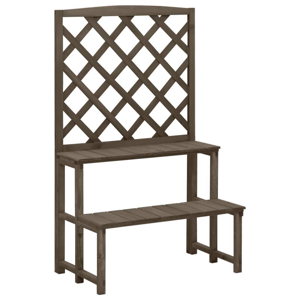 PANGIVO - Support de plantes avec treillis bois de sapin gris 70 x 42 x 115 cm - PANGIVO - Image 1