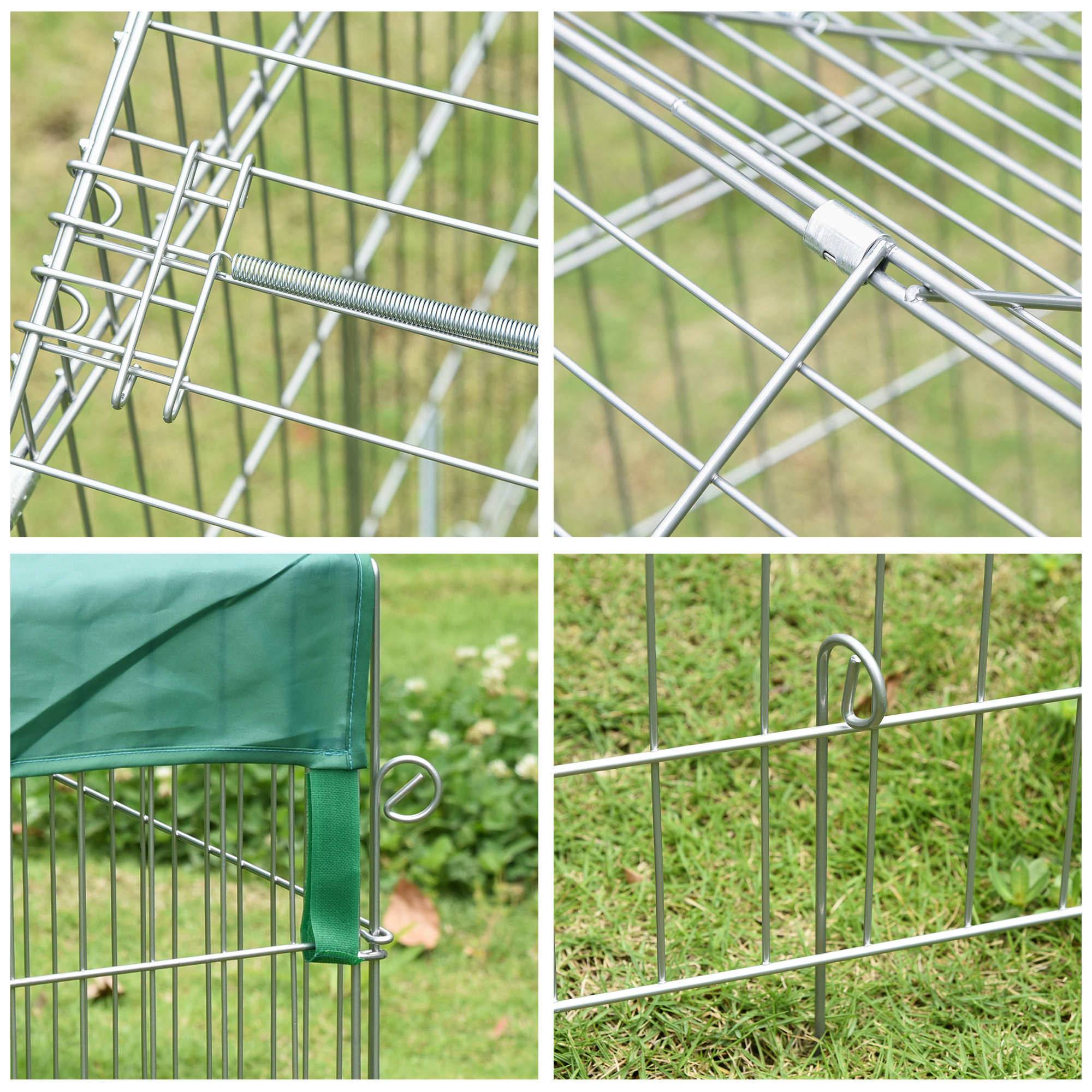 Grand Enclos Extérieur Métal Pour Lapins Poules Avec Toit 220x103x103cm Argent - ComfortXL Outdoor Living - Image 10