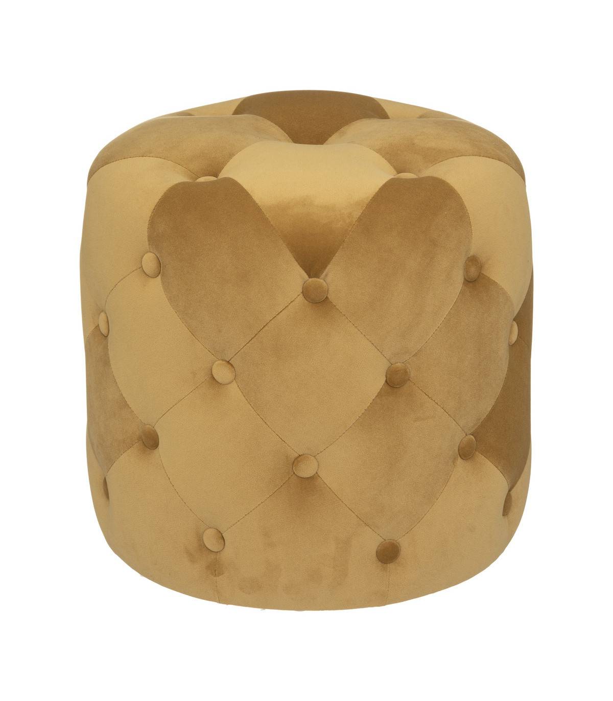 Pouf en Velours Capitonné Jaune Ocre 38 x 38 cm - Image 1