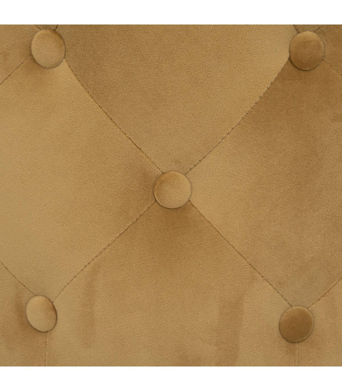 Pouf en Velours Capitonné Jaune Ocre 38 x 38 cm - Image 2