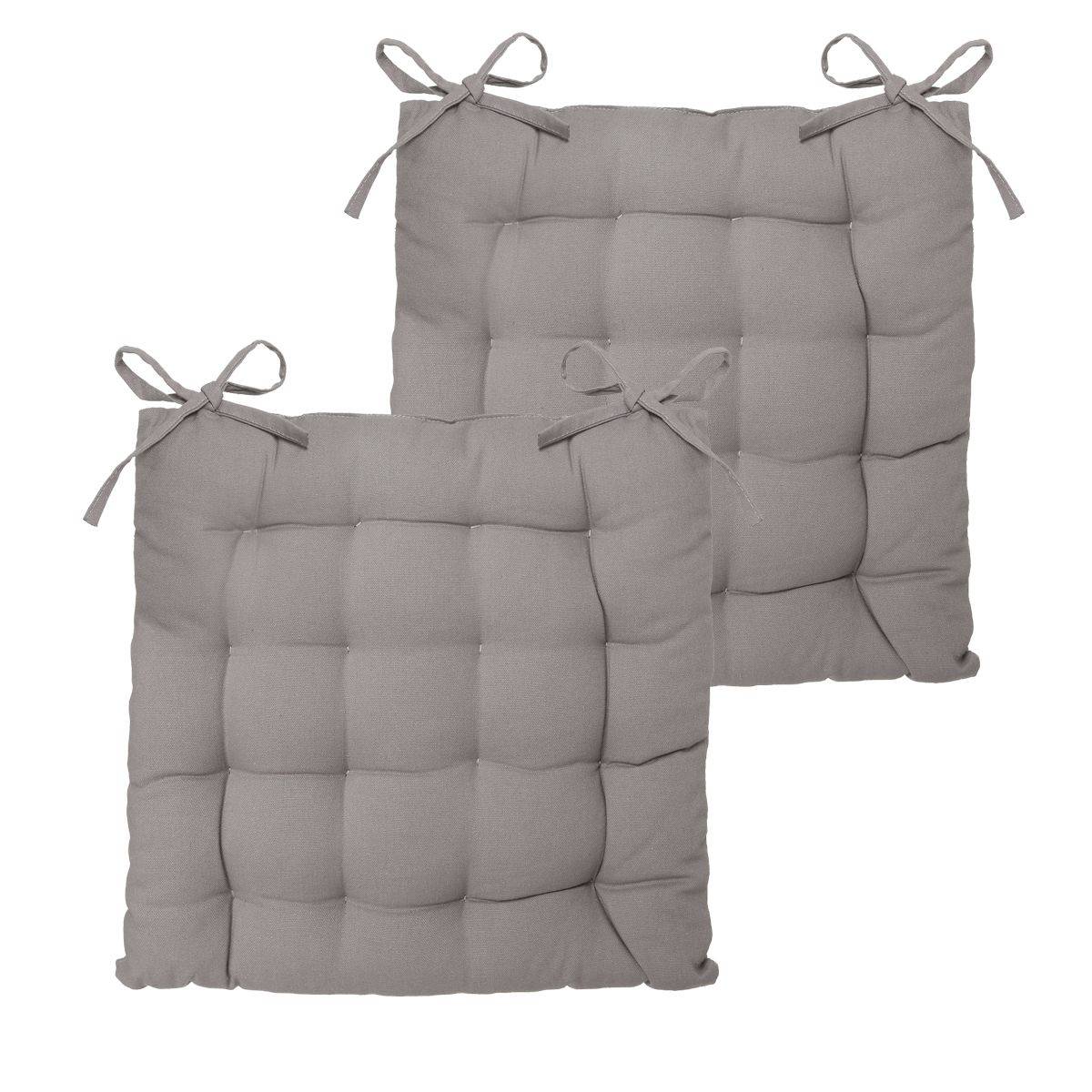 Lot de 2 Galettes de chaise en Coton Gris 38 x 38 cm - Image 1