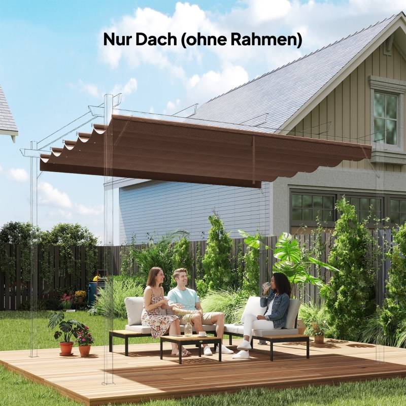 Toile de Rechange Pergola Rétractable Polyester Café 250x255cm - ComfortXL Outdoor Living - Image 2
