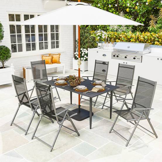 Table de jardin acier noir 150 x 90 x 73 cm - PANGIVO - Image 3