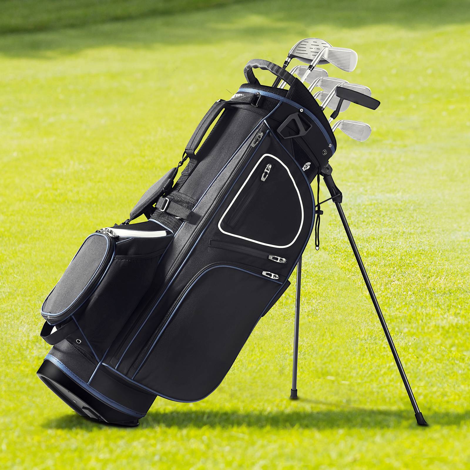 VEVOR Sac golf 89cm, chariot, 14 séparateurs, 11 poches, polyester, roulettes, poignées, anti-poussière. - Image 8
