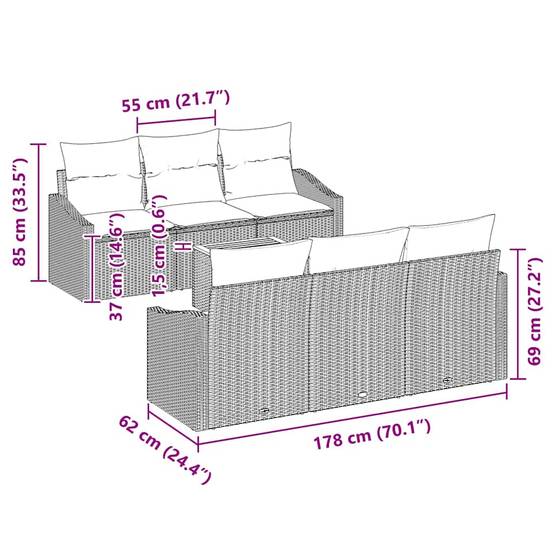 ComfortXL - Salon d'extérieur 6 places en résine tressée avec table de jardin Beige – ComfortXL Outdoor Living - Image 6