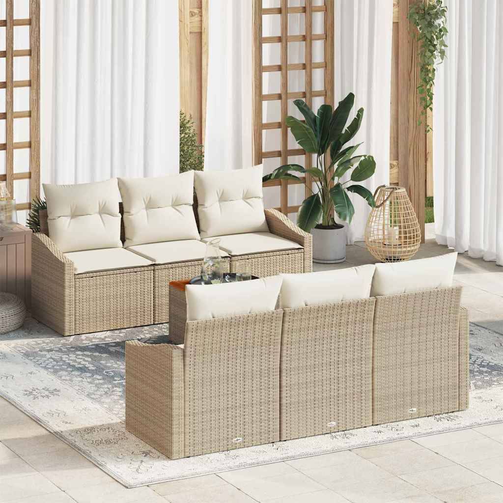 ComfortXL - Salon d'extérieur 6 places en résine tressée avec table de jardin Beige – ComfortXL Outdoor Living