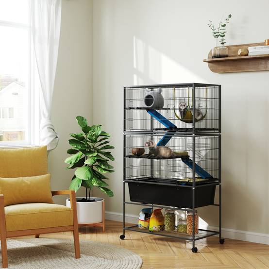 Cage pour petits animaux acier gris foncé 88 x 48 x 150.5 cm - PANGIVO - Image 3