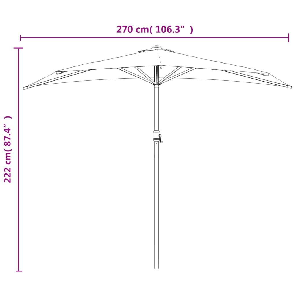 Helloshop26 - Parasol de balcon et mât en aluminium 270 x 135 x 245 cm orange - Image 7