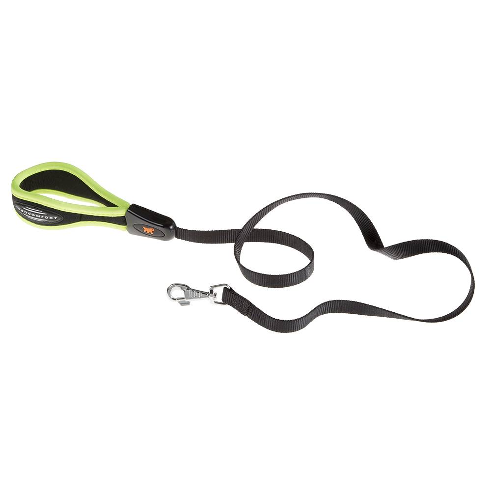 Ferplast - Ferplast laisse pour chien ERGOFLUO, laisse pour chien taille moyenne, poignée ergonomique rembourrée, nylon. Taille 120 cm, Jaune - Image 1